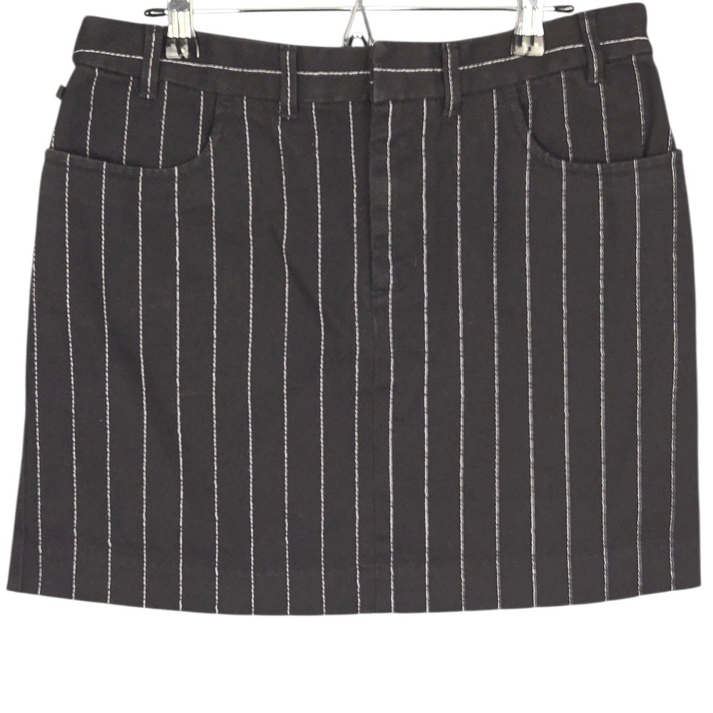 Polo Jeans Co Ralph Lauren Womens Size 6 Black White Pinstripe Denim Mini Skirt